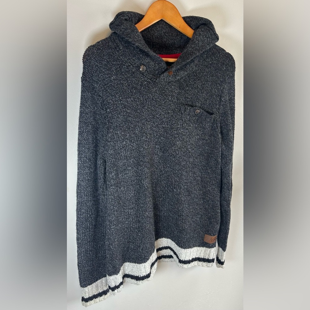 Roots Cabin Canada Men’s Sweater Shawl Collar Wool Blend Sz M Elbow Patches EUC - Picture 2 of 10